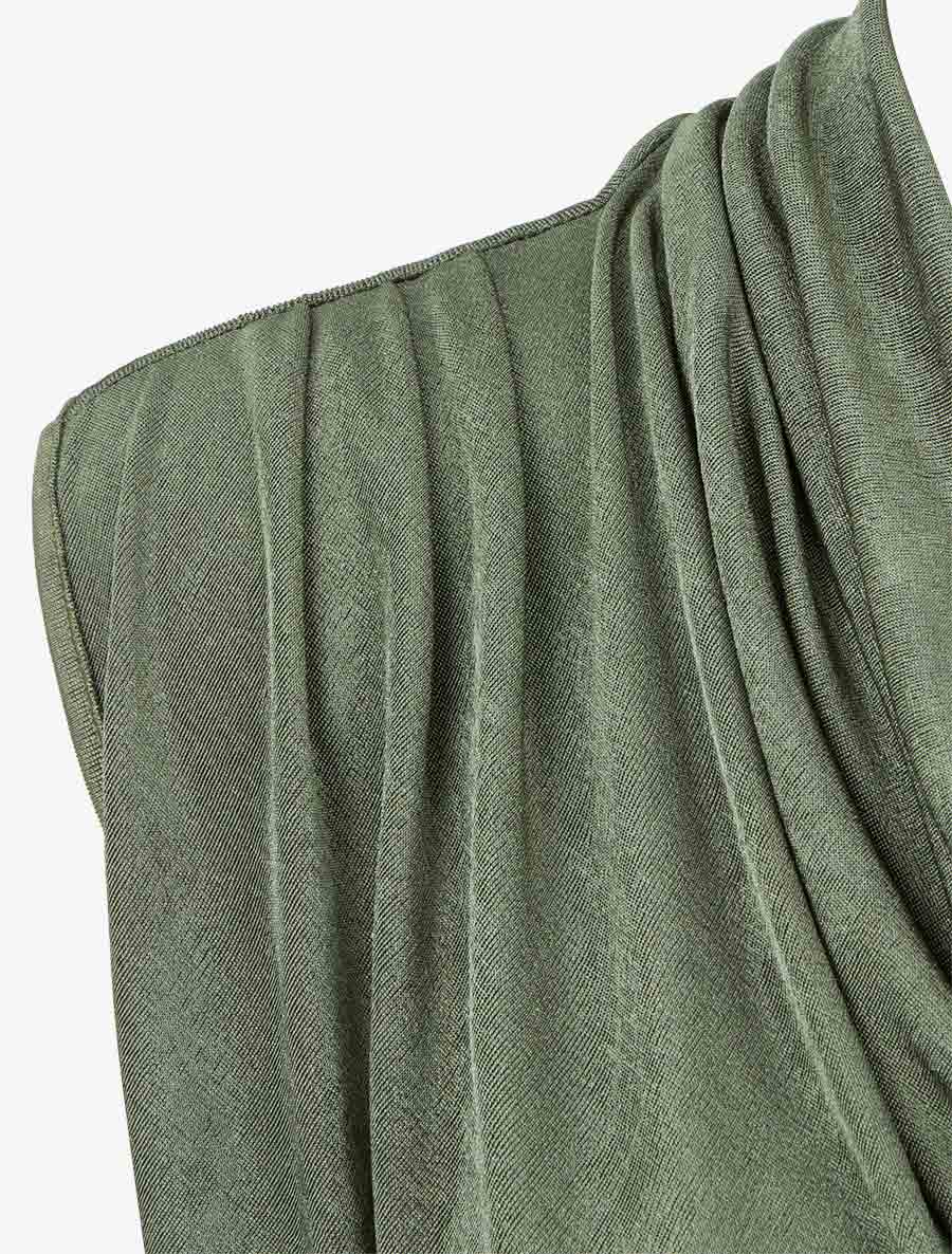 Top uni sans manches à col bénitier - Kaki - 3