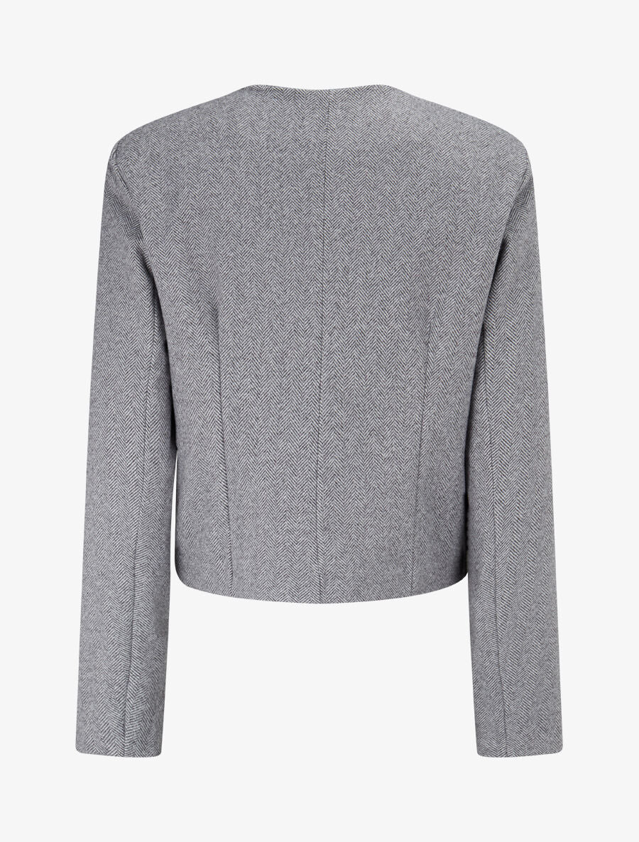 Veste en tweed coupe carrée - Gris - 2