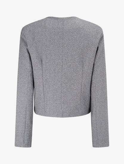 Veste en tweed coupe carrée - Gris - 2