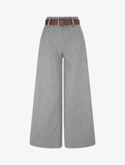 Pantalon wide leg en tweed - Gris - 1