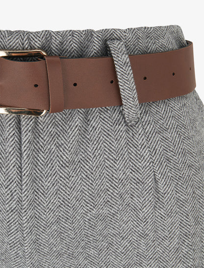 Pantalon wide leg en tweed - Gris - 3