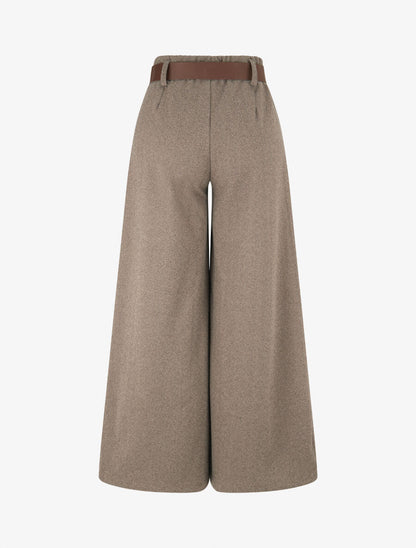 Pantalon wide leg en tweed - Taupe - 2
