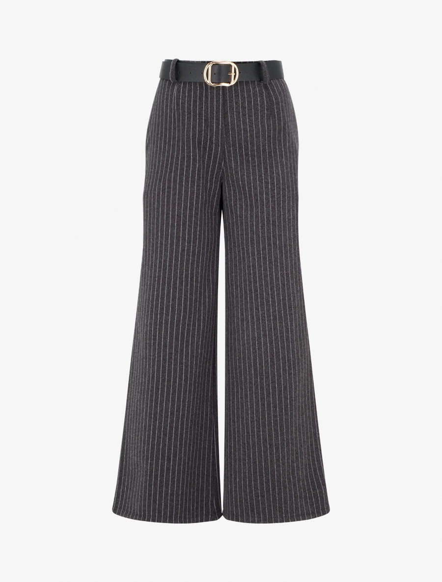 Pantalon épais imprimé à rayures - Noir - 1