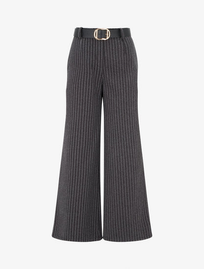 Pantalon épais imprimé à rayures - Noir - 1