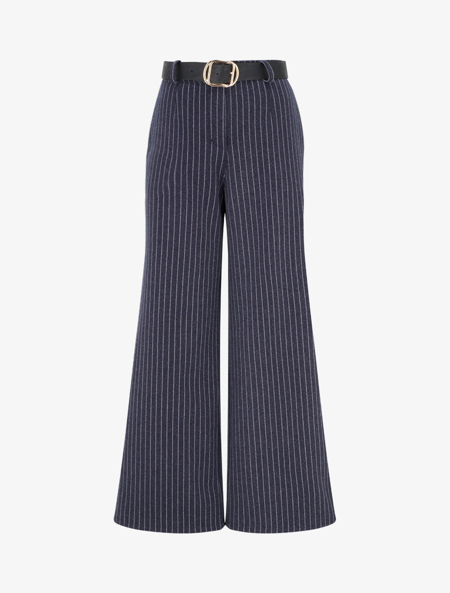 Pantalon épais imprimé à rayures - Marine - 1