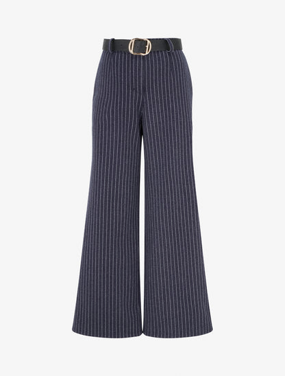 Pantalon épais imprimé à rayures - Marine - 1