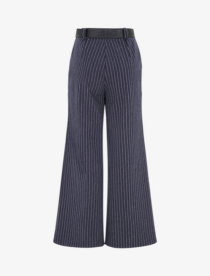 Pantalon épais imprimé à rayures - Marine - 2
