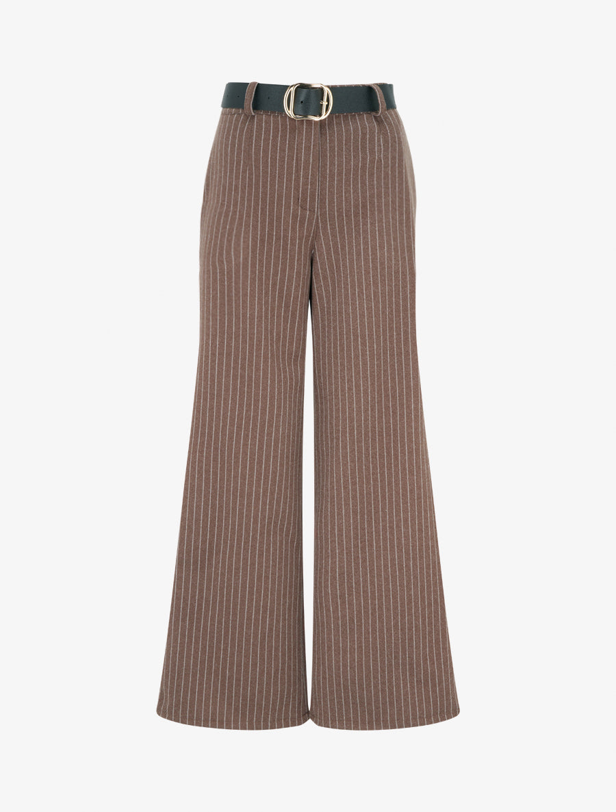 Pantalon épais imprimé à rayures - Marron clair - 1