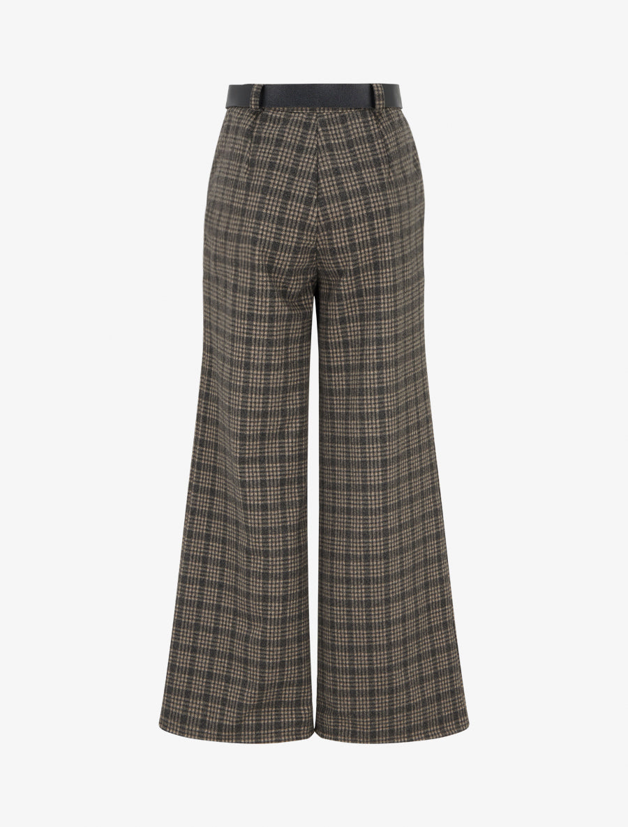 Pantalon épais imprimé carreaux - Taupe - 2
