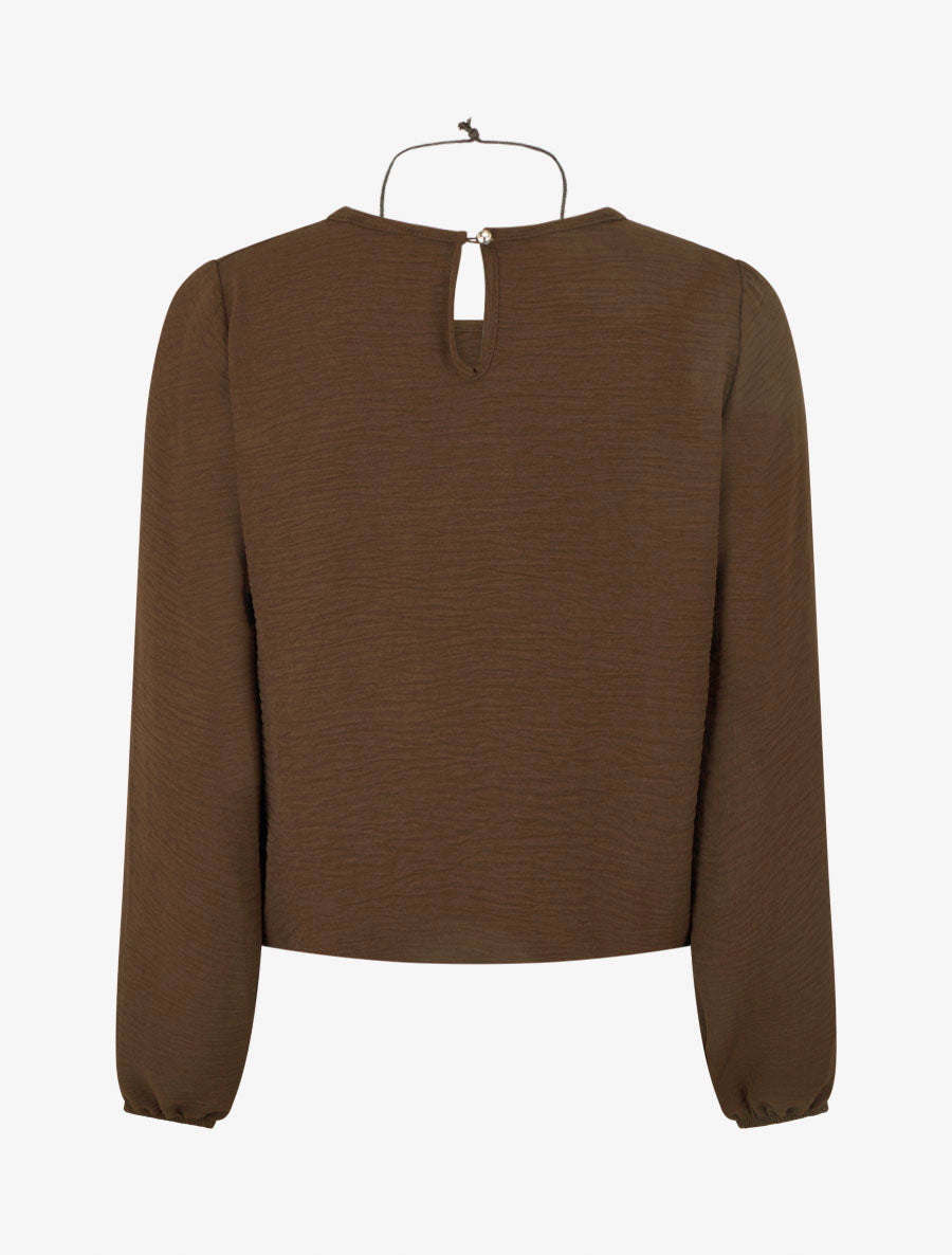 Unifarbene Bluse mit elastischen Abschlüssen. - Braun
