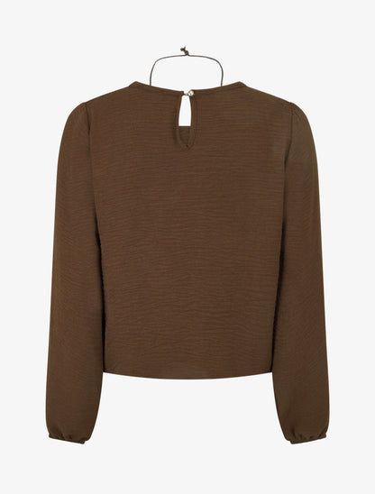 Unifarbene Bluse mit elastischen Abschlüssen. - Braun