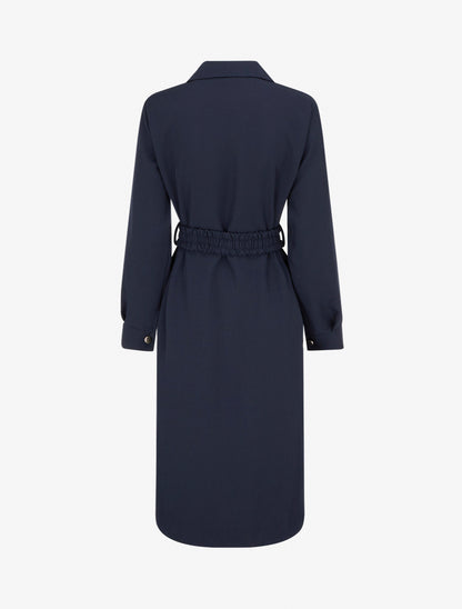 Robe chemise longue à poches décoratives - Marine - 2