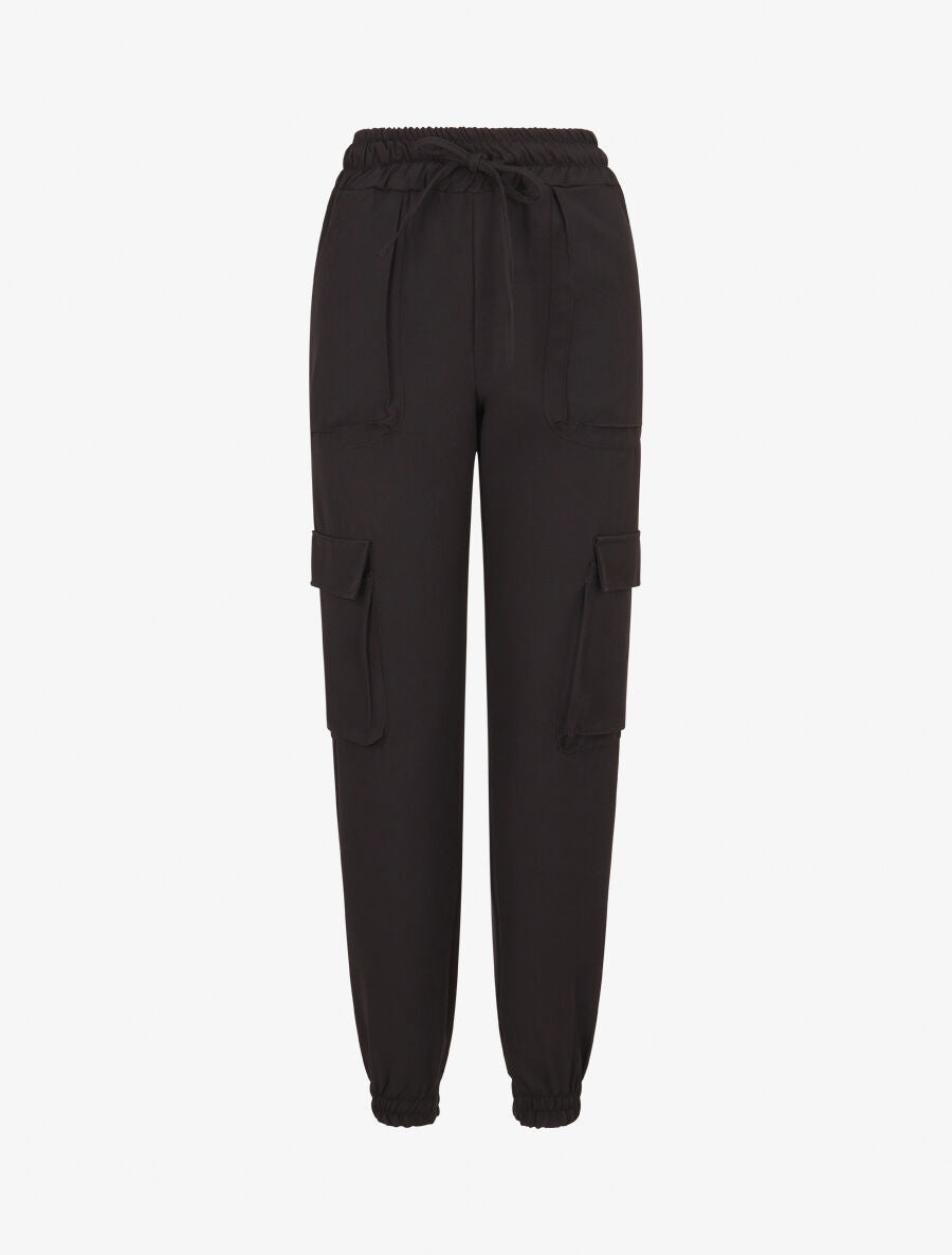Pantalon cargo uni - Noir - 1