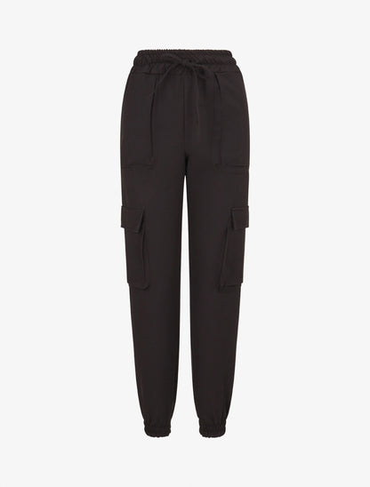 Pantalon cargo uni - Noir - 1