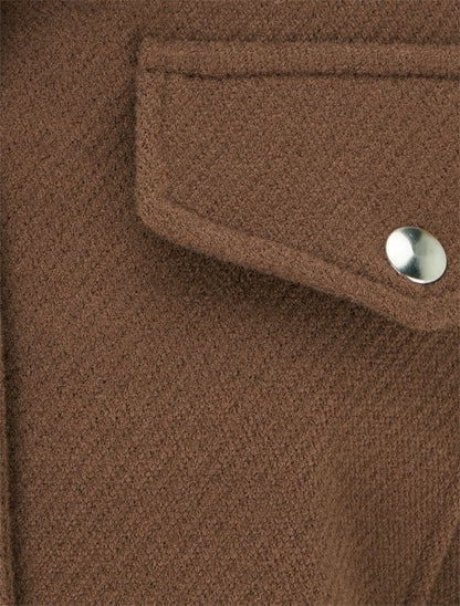 Blouson boutonné à poche à rabat - Marron - 3