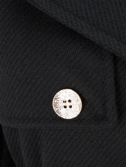 Manteau droit et croisé à boutons - Noir - 3