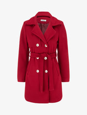 Manteau droit et croisé à boutons - Rouge - 1