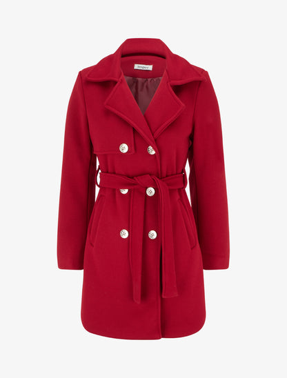 Manteau droit et croisé à boutons - Rouge - 1