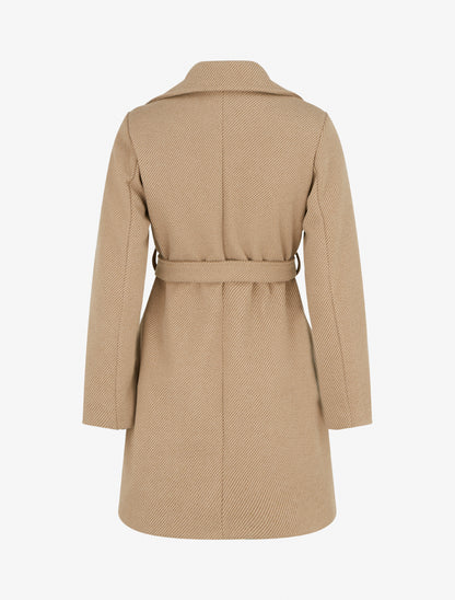 Manteau droit et croisé à boutons - Beige - 2