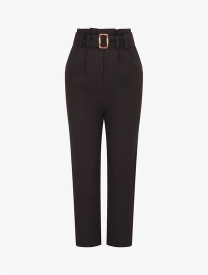 Pantalon de tailleur paperbag - Noir - 1