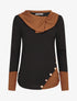 Pull fin à col rond stylisé - Noir/camel - 4