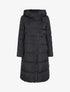 Doudoune longue à capuche et zip en biais - Noir - 1