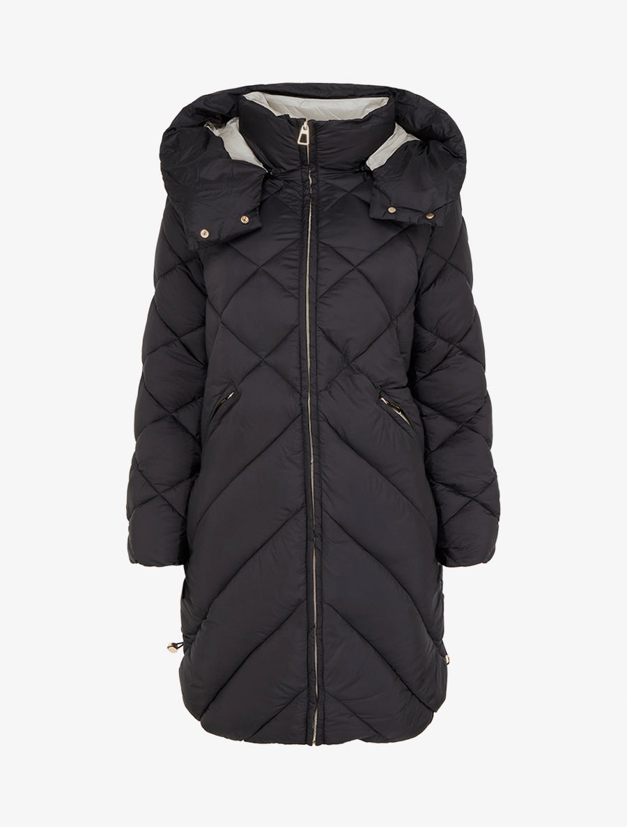 Doudoune matelassée à capuche - Noir - 1