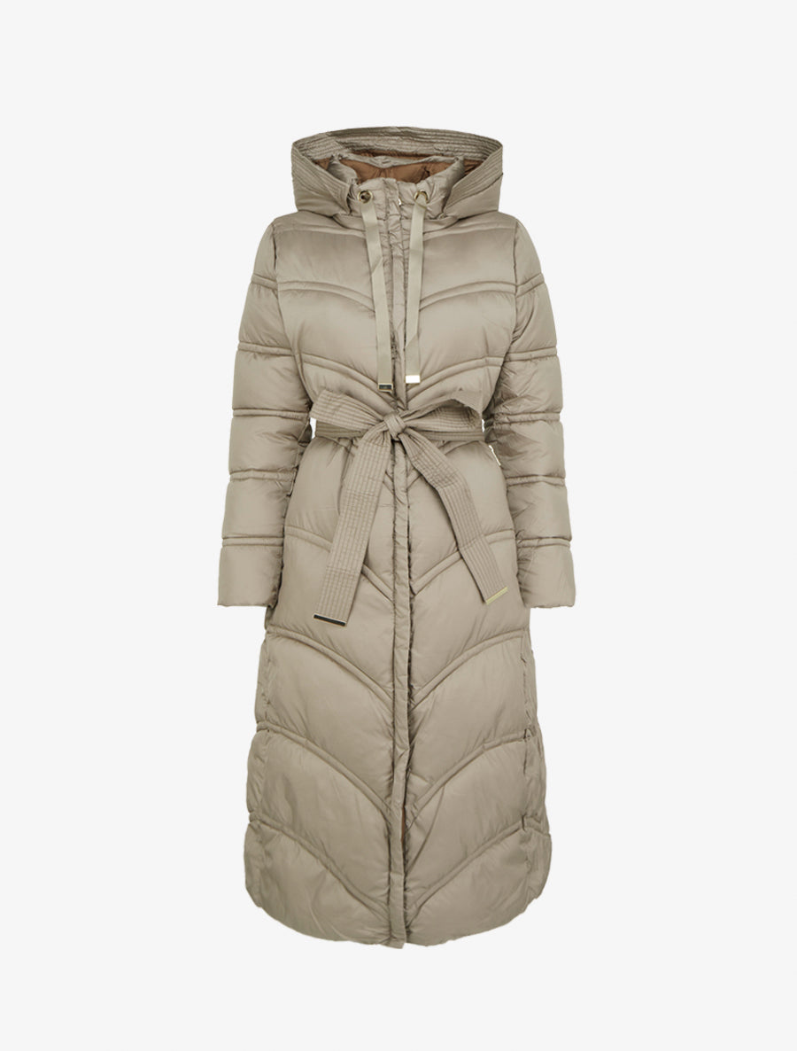 Doudoune longue à capuche - Taupe - 1