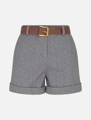 Shorts mit umgeschlagenem Saum und Zickzackmuster. - Grau