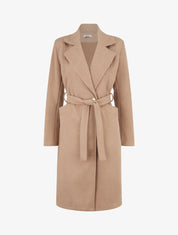 Manteau en laine mélangéee à col cranté - Camel - 1