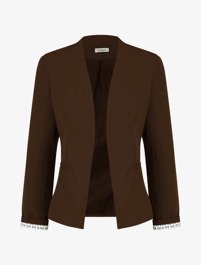 Gerade geschnittener Blazer mit Schulterpolstern - Braun