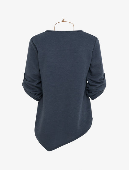 Pull droit à bords asymétriques - Marine - 2