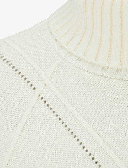 Pull uni à motif texturé géométrique - Crème - 3