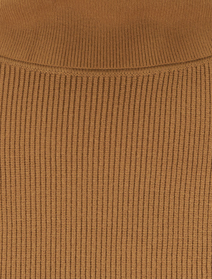 Pull long à boutons décoratifs aux manches - Camel - 3