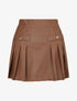 Jupe short plissée en simili - Marron - 1