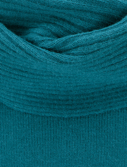 Pull droit à col roulé lâche - Bleu canard - 3