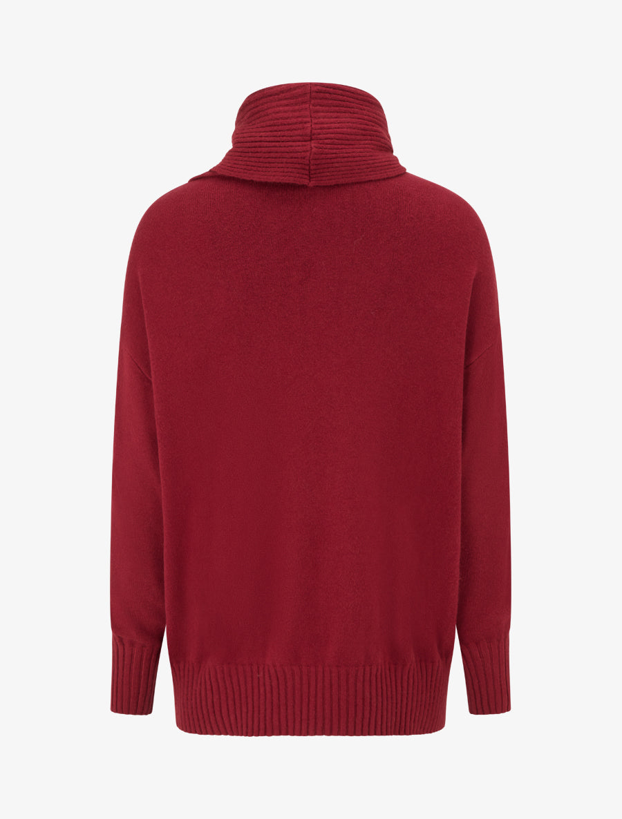 Pull droit à col roulé lâche - Bordeaux - 2