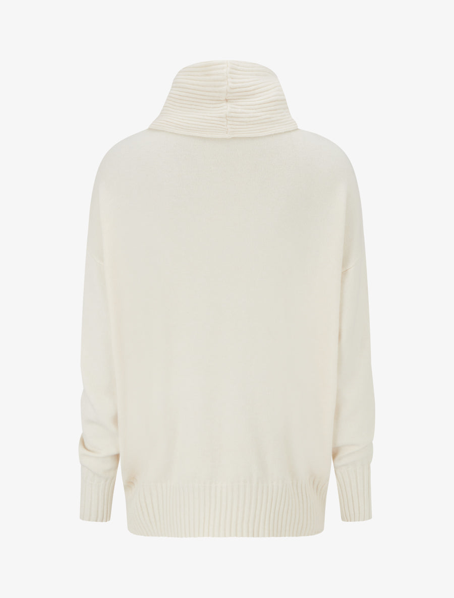Pull droit à col roulé lâche - Crème - 2