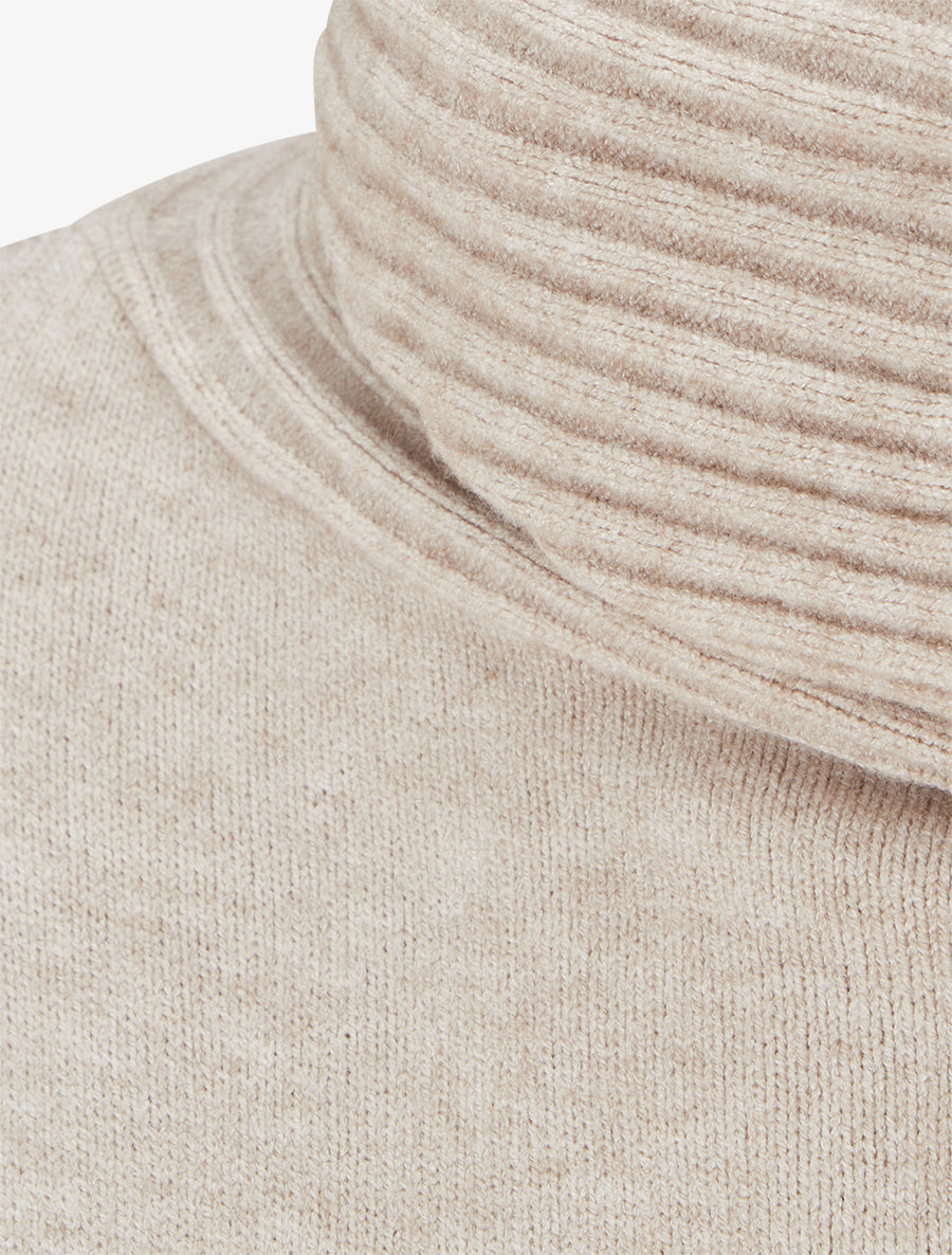 Pull droit à col roulé lâche - Taupe clair - 3