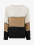 Pull droit à grandes rayures - Beige - 1