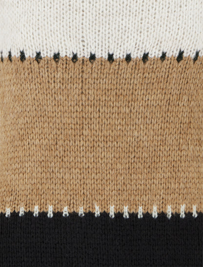 Pull droit à grandes rayures - Beige - 3