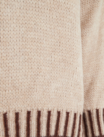 Pull en maille à col montant - Beige foncé - 3