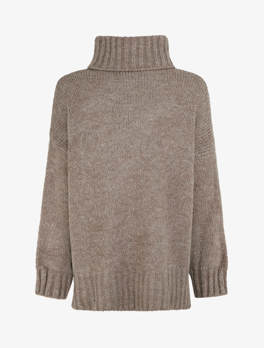 Pull coupe carrée à col roulé - Taupe - 2