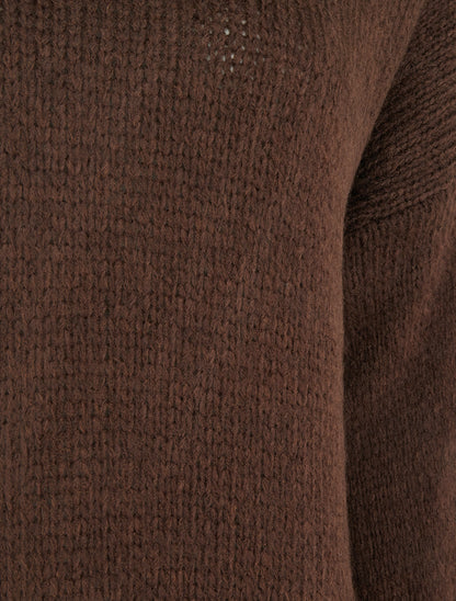 Pull coupe carrée à col roulé - Marron - 3