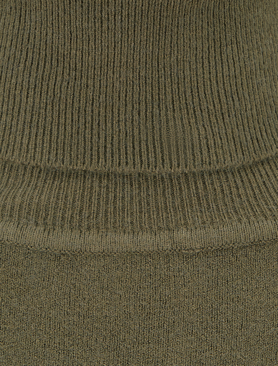 Pull fin à col roulé et boutons décoratifs - Kaki - 3