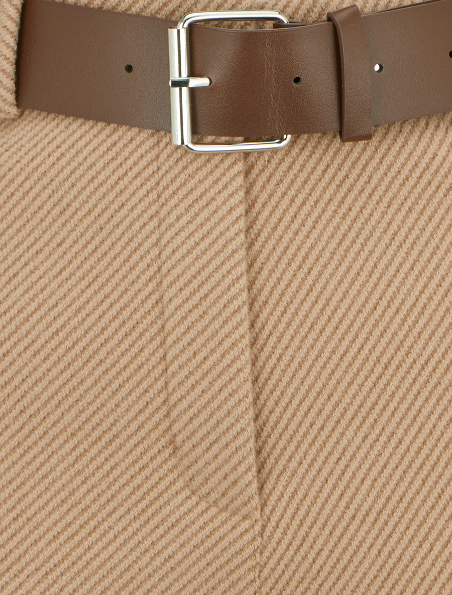 Short droit à ourlet et ceinture - Camel - 3