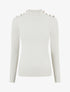 Pull ajusté à col montant et boutons - Écru - 1
