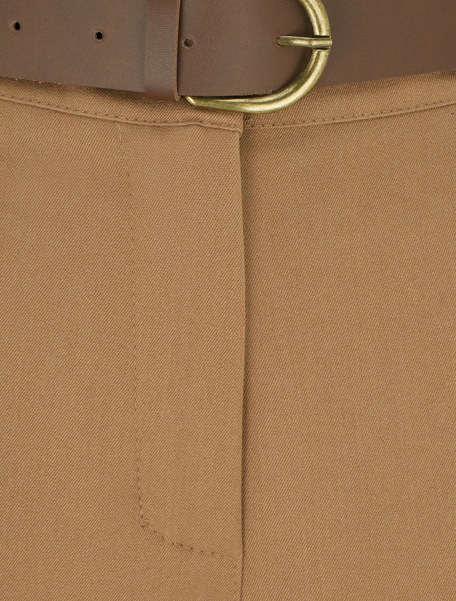 Pantalon droit fluide uni - Camel - 3