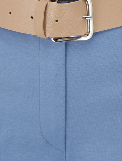 Short ceinturé à revers - Bleu - 3