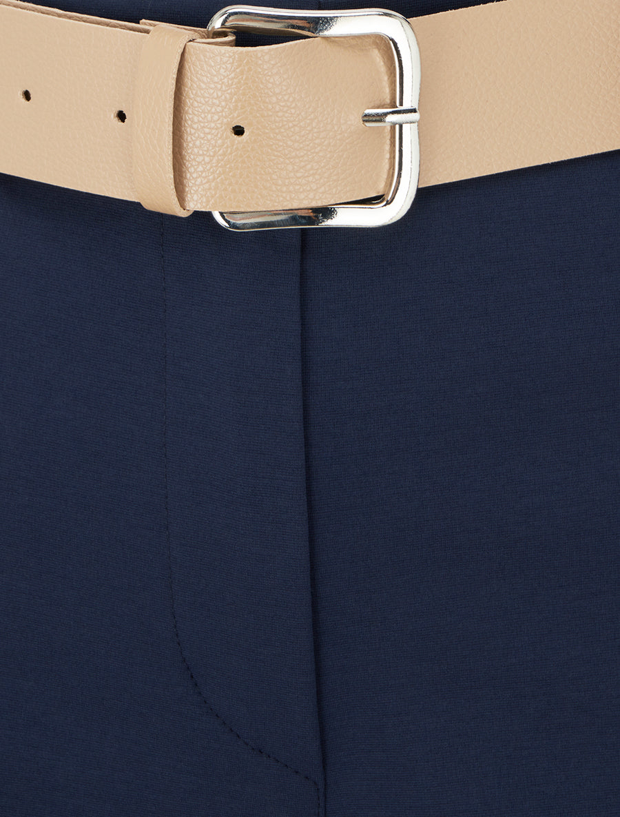 Short ceinturé à revers - Marine - 3